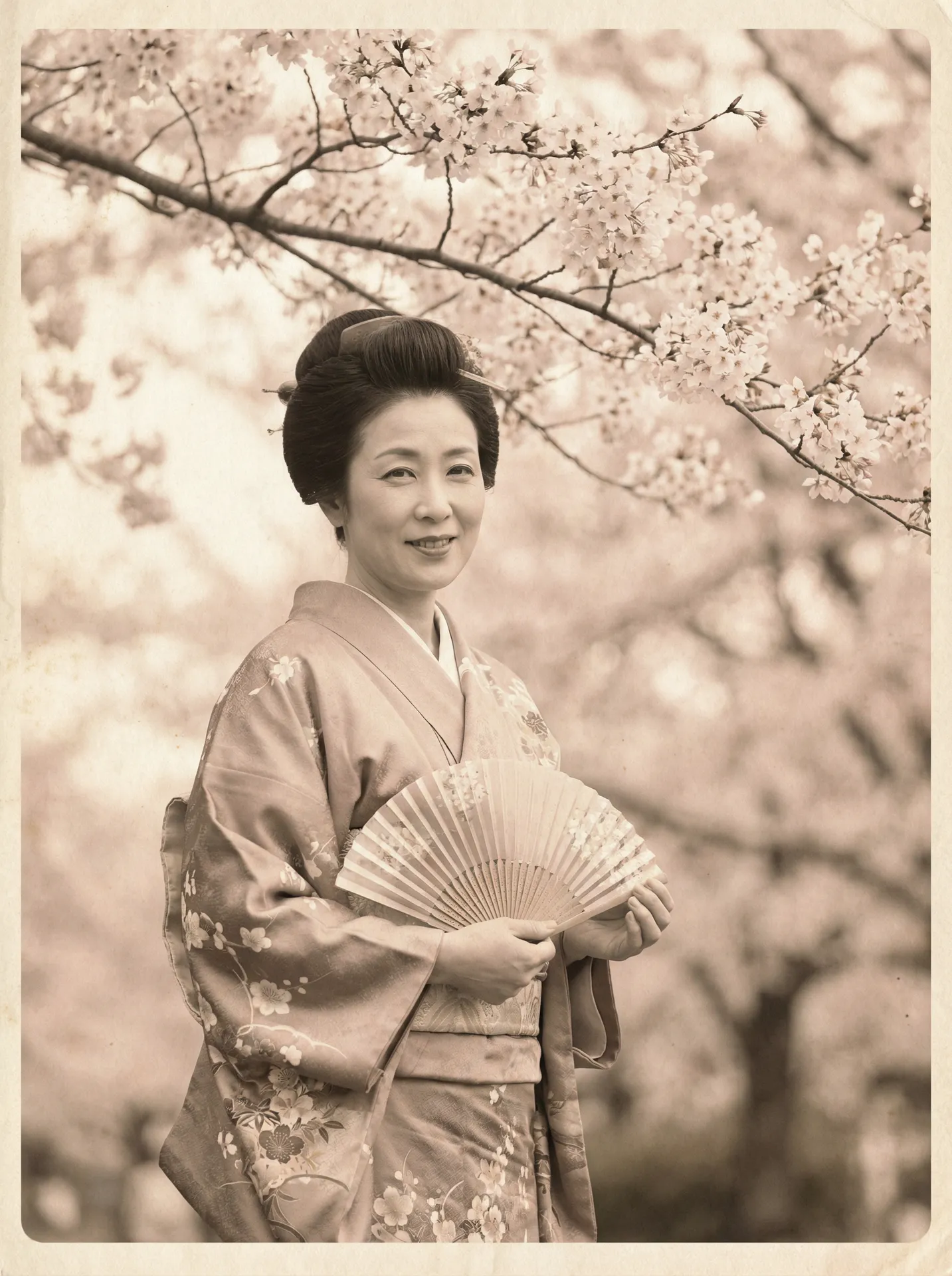 一位持扇的优雅 黄色仓库在线观看 在樱花树下的复古写真